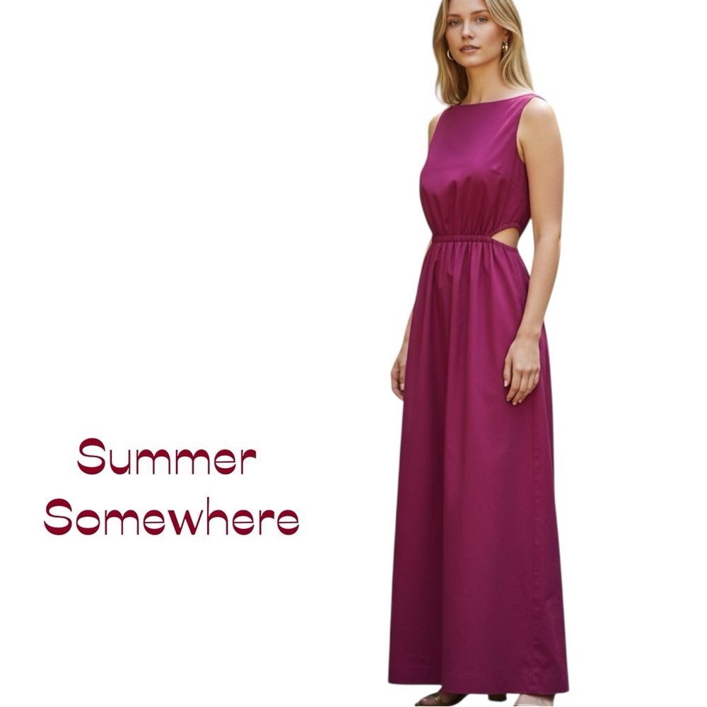 Summer Somewhere Fuchsia Pink Beaded Sleeveless Maxi Dress NWT Size XS